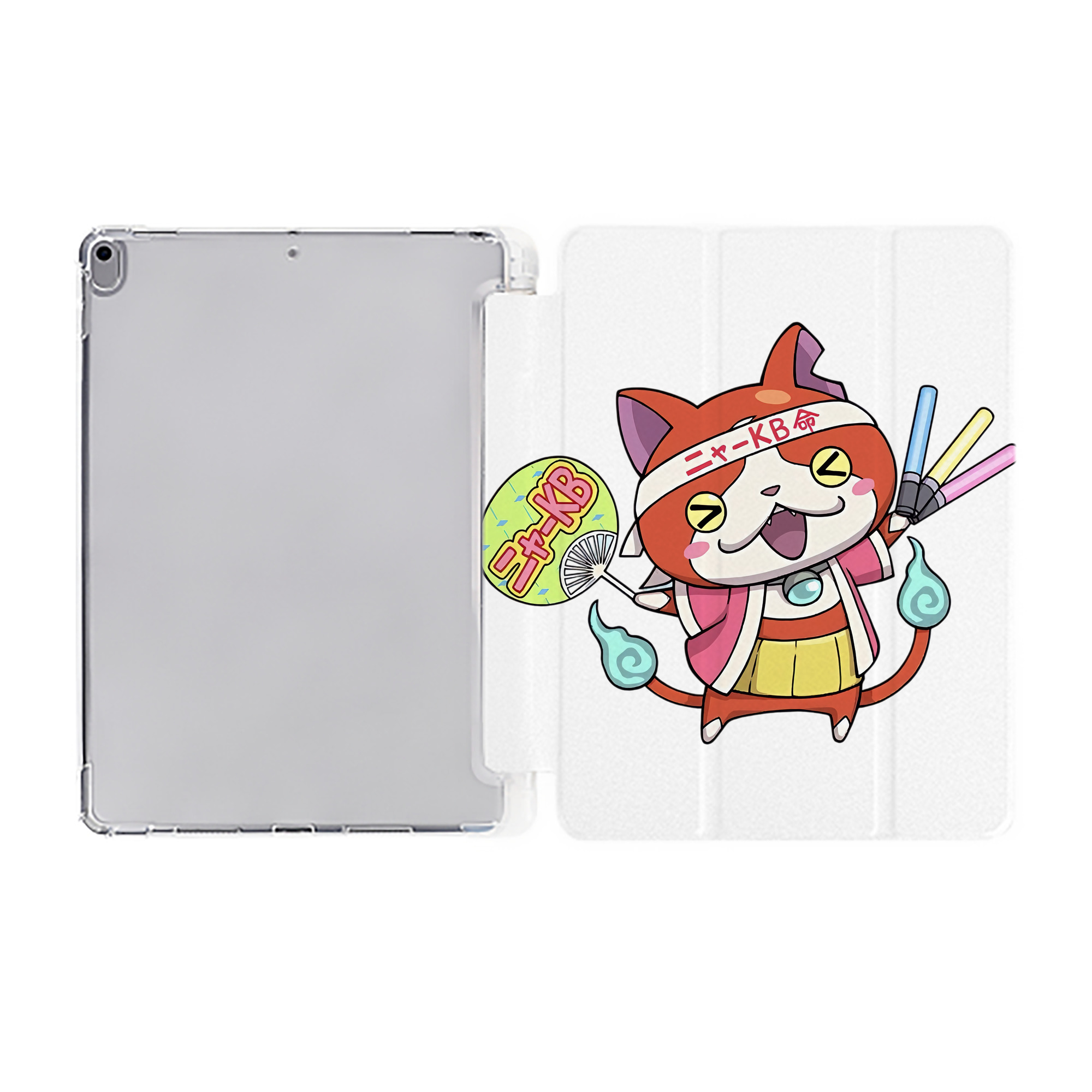 （画像用） 妖怪ウォッチ Yo-kai Watch IPad ケース ペン収納付き 三つ折りスタンド PUレザー×シリコン 対応機種9.5/10.5/10.9インチ